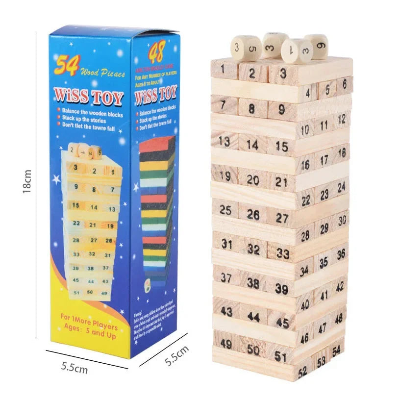 54pcs Small Size Wooden Building Blocks Kids Stacking Games Toy Children Montessori Educational Toys