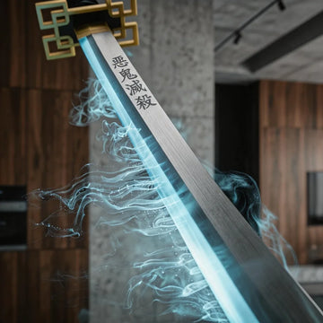 40inch Mist Demon Slayer Katana Muichirou Sword LED Wood Vapor Original Sabre Cosplay Accessories Prop Schwert Vapour Toy Gift