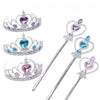 6pcs Rhinestone Tiara Crown and Magic Wand With Glitter Crystal Head Hoop Jewelry Hair Accessories For Girls Teens Birthday Gift