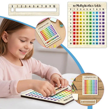 Montessori Educational Wooden Math Toys Multiplication Table Wooden Board Set Wood Learning Boards for Math Class Back-To-School