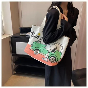 Snoopy Girl New Cute Cartoon Fashion Versatile Casual Travel Lightweight Large Capacity Storage Shoulder Portable Canvas Bag