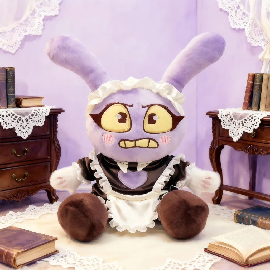2026 New Cute Purple Maid Bunny Plush Toy Soft Stuffed Cartoon Rabbit Kawaii Plushie Kids Birthday Gift Room Decor Party Favor