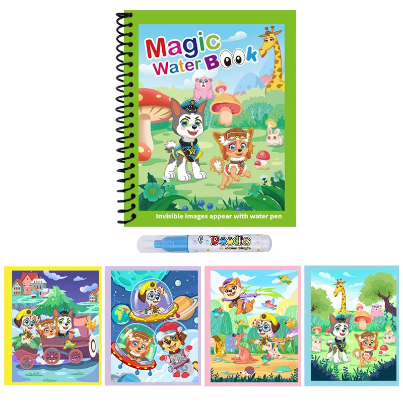 NEW Children Animal Cartoon Painting Book Magic Water Book with Water Pen for Kids Birthday Christmas New Year Gift for Kids
