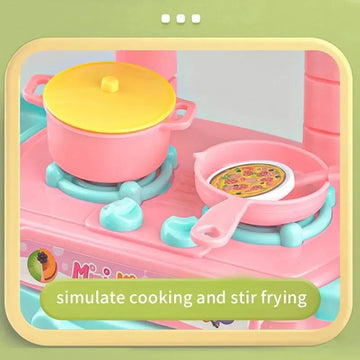 Mini Kitchen Counter Play Set DIY Simulated Cooking Food Tableware Play House Role Play Pretend Game Toy Gift Kid Boy Children