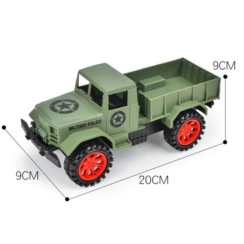 New Large Children's Inertia Military Truck Pickup Truck Big Truck Baby Car Model Toy Children's Birthday Present Puzzle Toys