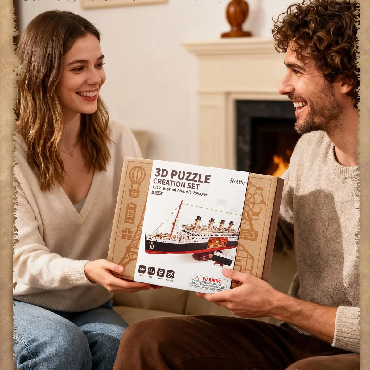 Rolife Wooden 3D Puzzle 1912Eternal Atlantic Voyager Building Model Kit 433PCS Puzzle Toys Craft Kits Gift for Adult Kid Teen