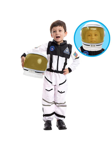 Astronaut Costume with Helmet Space Suit for Toddler, Kids Astronaut Halloween Costume for Cosplay