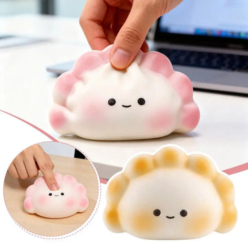 Cute Dumpling Squishies Slow Rising Fidget Sensory Toy Kawaii Steam Bun Stress Relief Squeeze Toy for Kids Adults Gift