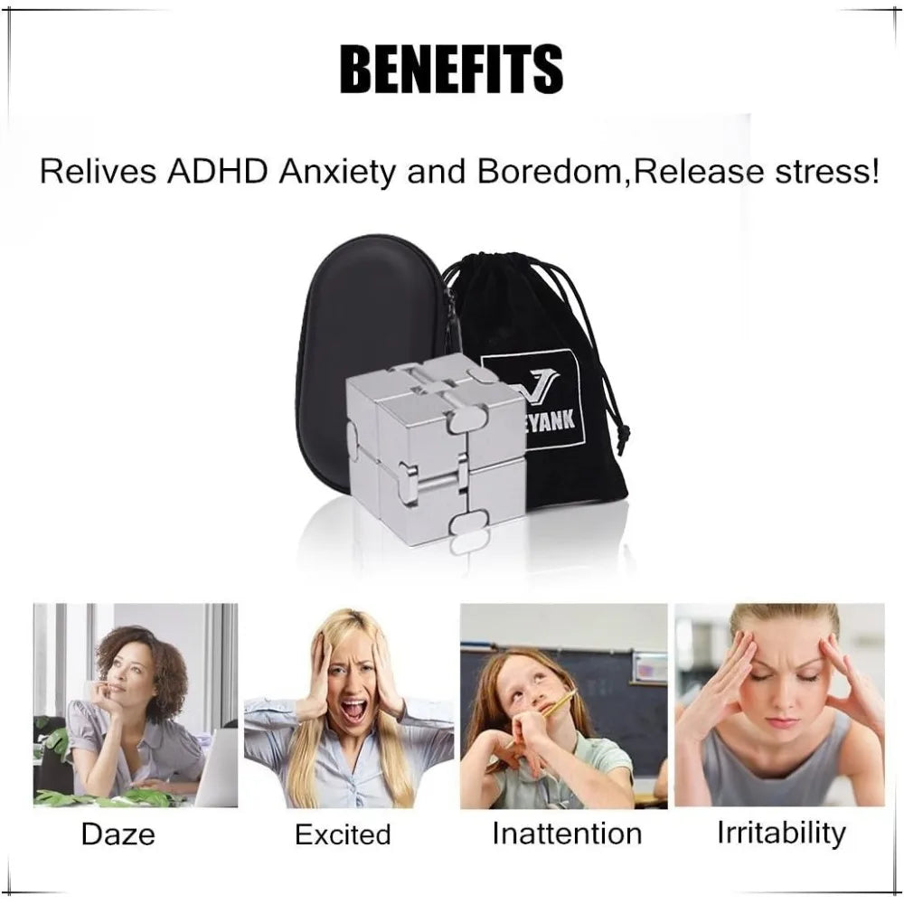 Fidget Finger Toys, ABS Infinity Cube Prime for Stress and Anxiety Relief, Ultra Durable Sensory Gifts for Adults and Kids