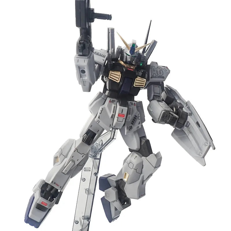Gray White Black Gold Sci-Fi Humanoid Mecha DIY Assembly Kit, Full Movable Joint Robot Model Ornament with Display Stand