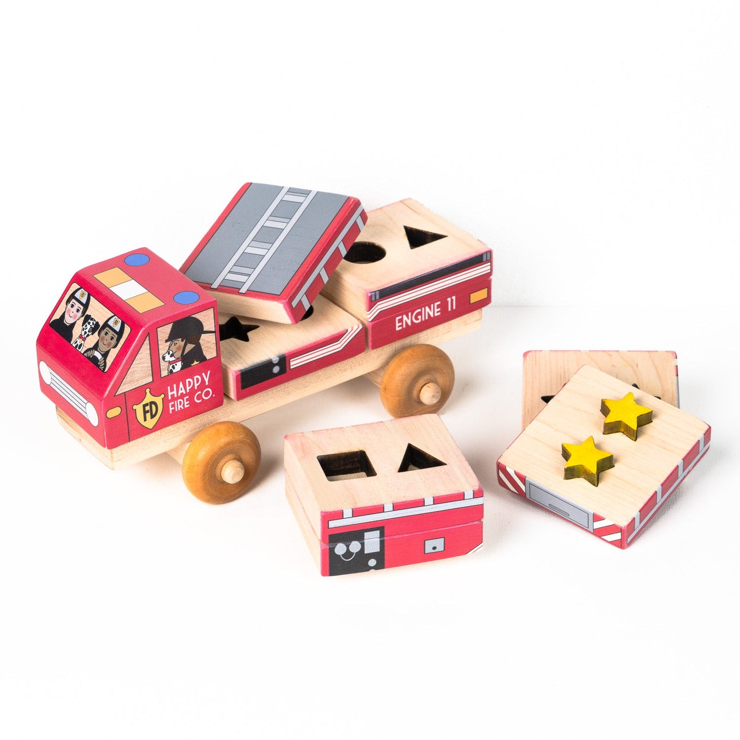 Stackable Puzzle - Fire Truck | Made in the Canada | Printed with Non-toxic Ink in the USA πΊπΈ