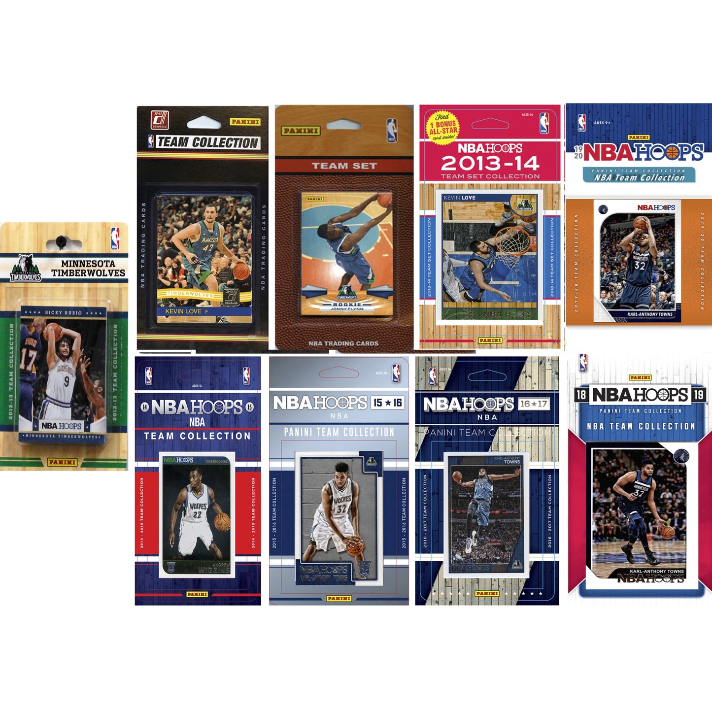 Nba Minnesota Timberwolves 9 Different Licensed Trading Card Team Sets