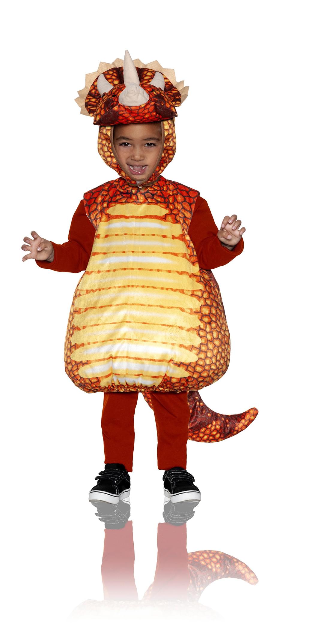 Dinosaur Red Triceratops Printed Belly Baby Costume | Large