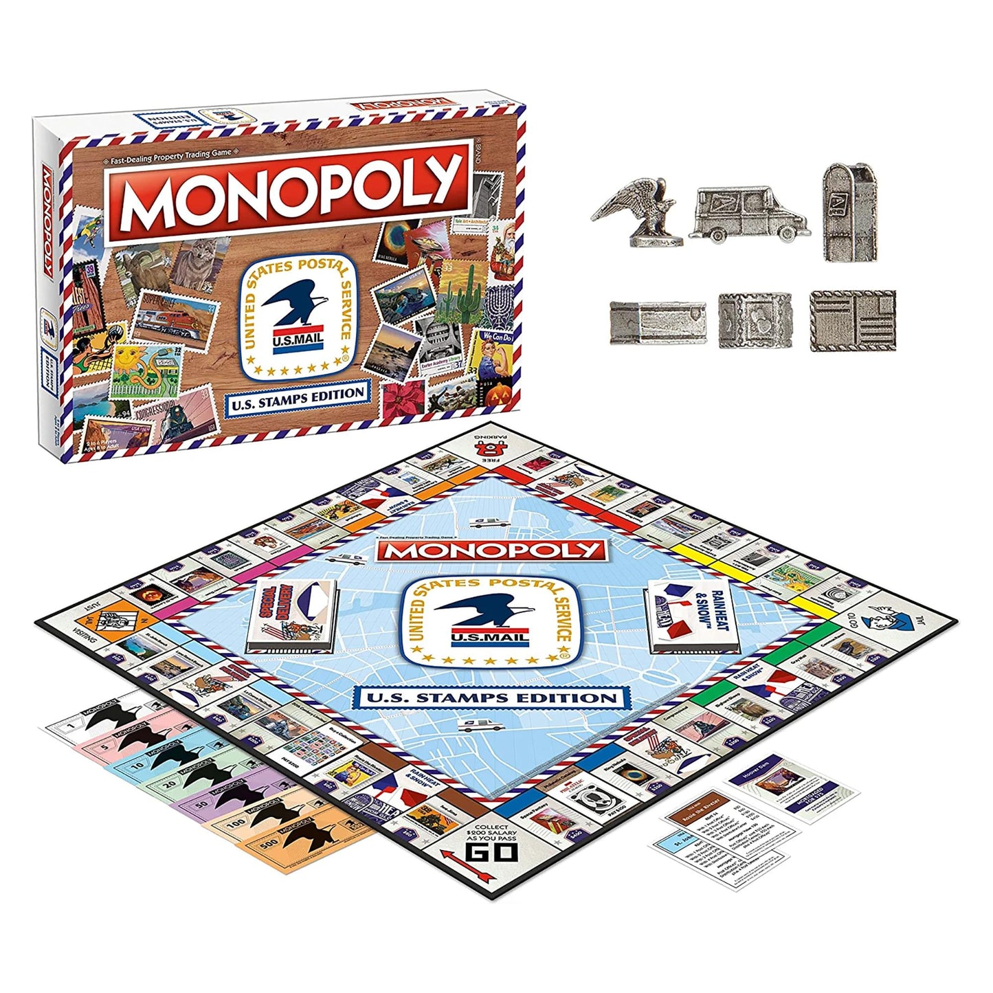 Monopoly: U.S. Stamps Edition | Buy, Sell, Trade Iconic & Collectible Usps Stamps | Classic Monopoly Game | Officially-Licensed United States Postal Service Merchandise