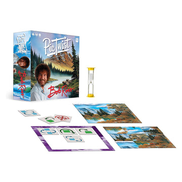 Usaopoly Pictwist: Bob Ross | Twist, Move, And Swap Tiles To Complete The Image | Family Puzzle Game Featuring Bob Ross Artwork & Paintings | Based On Popular Globe Twister Game