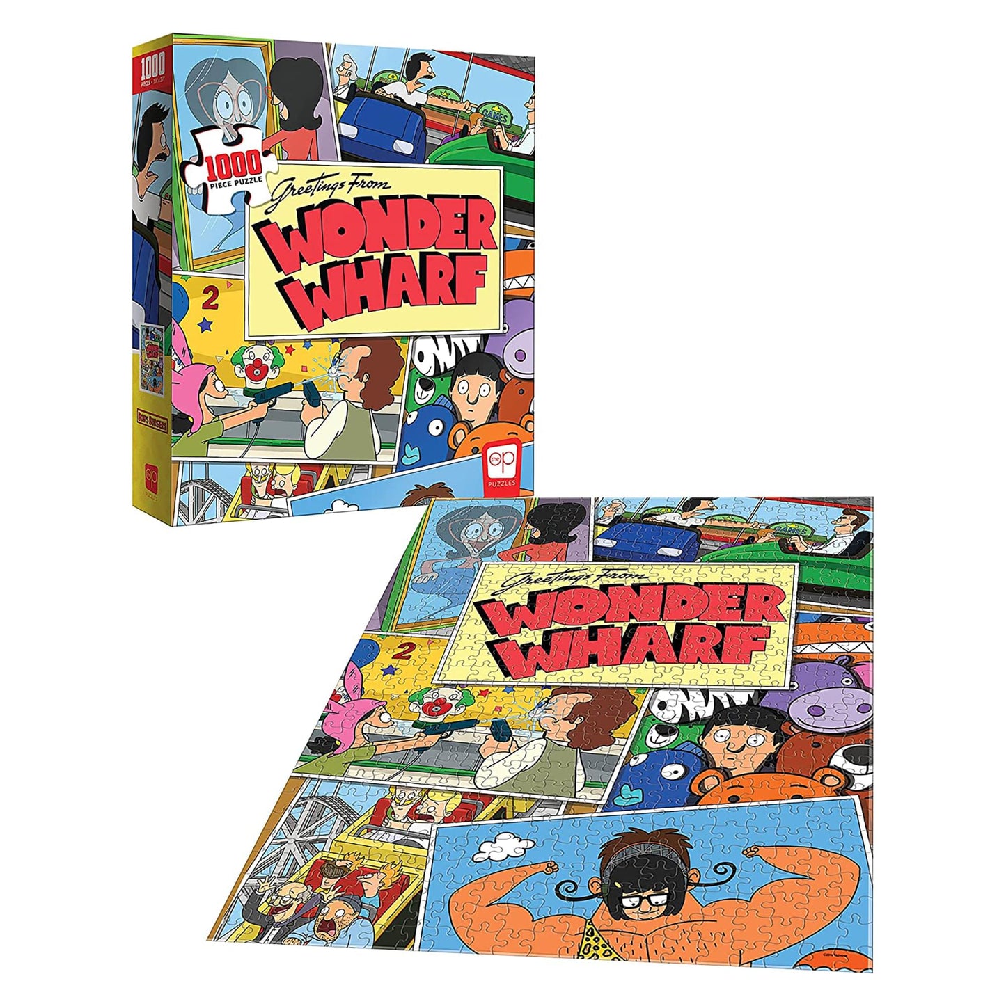 Bob'S Burgers Greetings From Wonder Wharf 1000 Piece Jigsaw Puzzle | Officially Licensed & Collectible Bobs Burgers Tv Show Merchandise | Original Artwork Featuring Bob, Linda, Tina, Louise, Gene