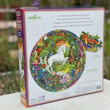 Unicorn Garden 500 Piece Round Jigsaw Puzzle eeBoo