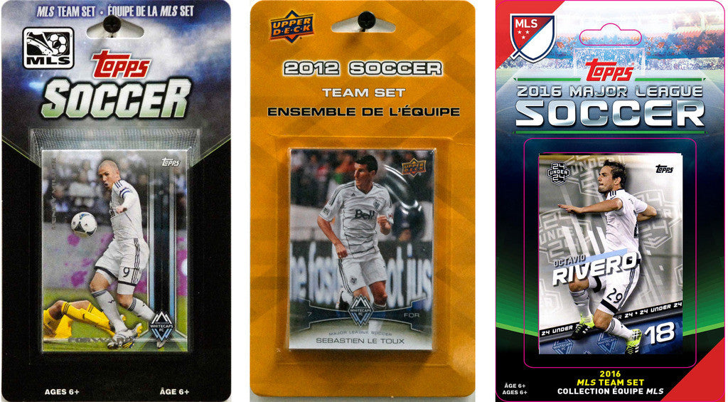 MLS Vancouver Whitecaps 3 Different Licensed Trading Card Team Sets