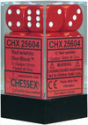 chessex Manufacturing 25604 Opaque Red With White - 16 mm Six Sided Dice Set Of 12