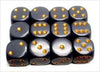 25620 Opaque Dark grey With copper - 16 mm Six Sided Dice Set Of 12