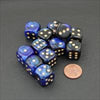 chessex Manufacturing 26635 D6 cube gemini Set Of 12 Dice 16 mm - Black & Blue With gold Numbering