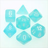 Chessex Manufacturing 27405 Cube Set Of 7 Dice - Frosted Teal With White Numbering