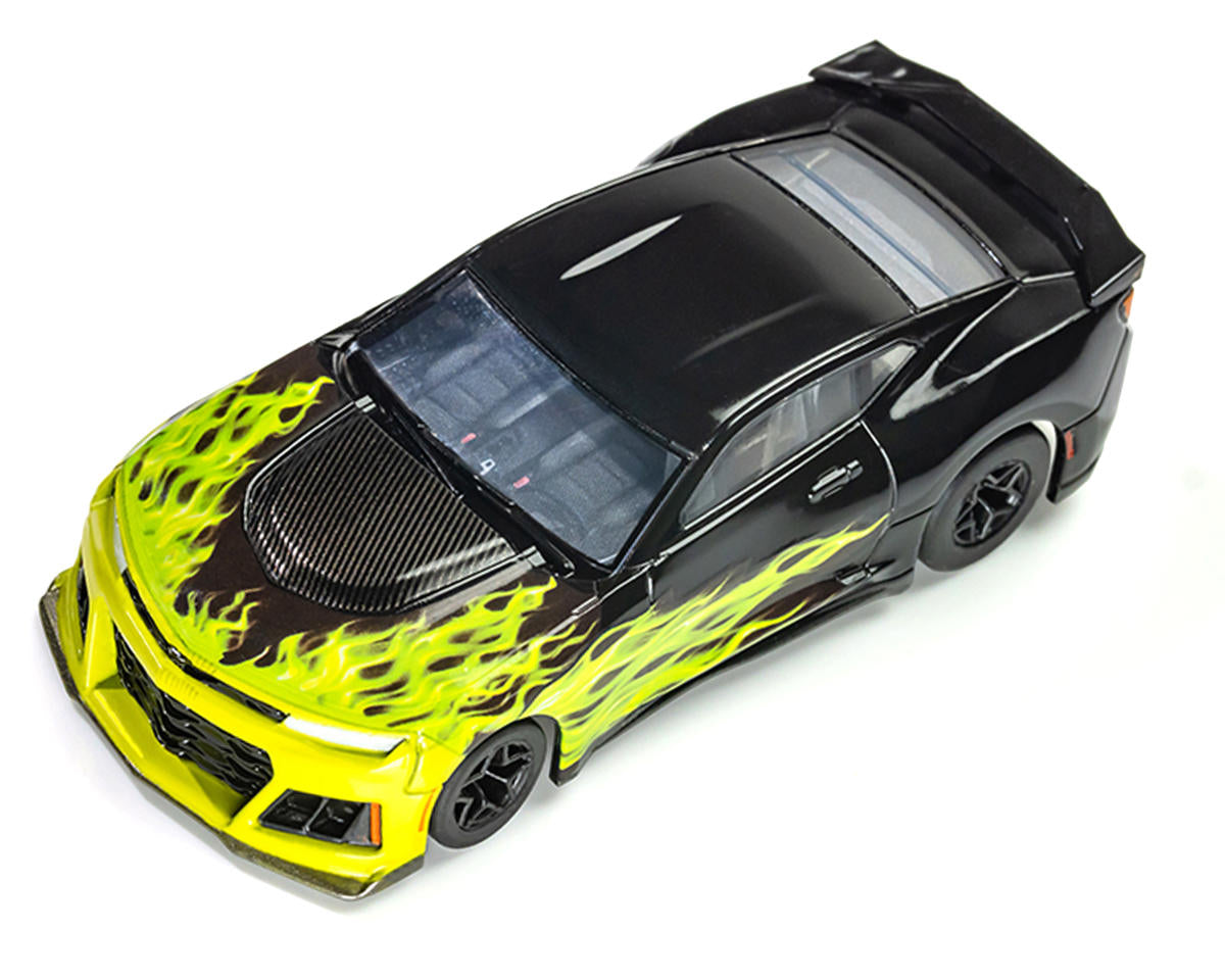 AFX 2021 Camaro ZL1 Lime Fire Wildfire Flames HO Scale Slot Car – 22060