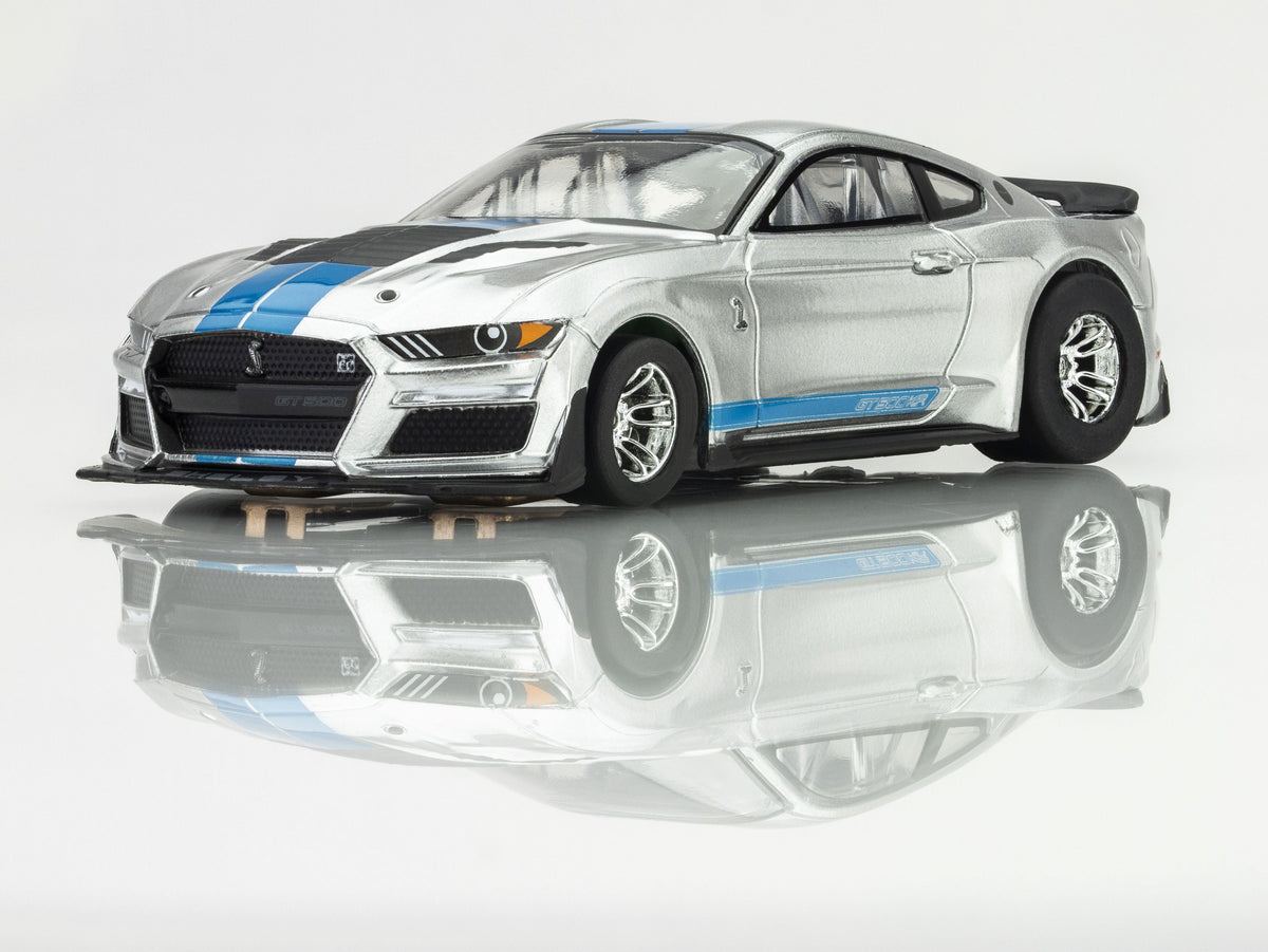AFX 2022 Shelby Mustang GT500KR King of the Road Silver/Blue HO Scale Slot Car – 22099