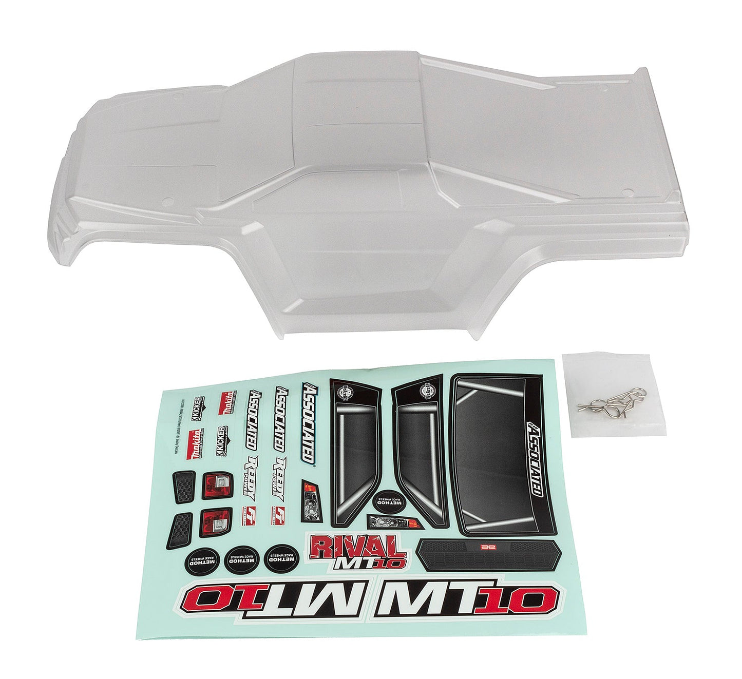 Team Associated RIVAL MT10 V2 Clear Polycarbonate Monster Truck Body