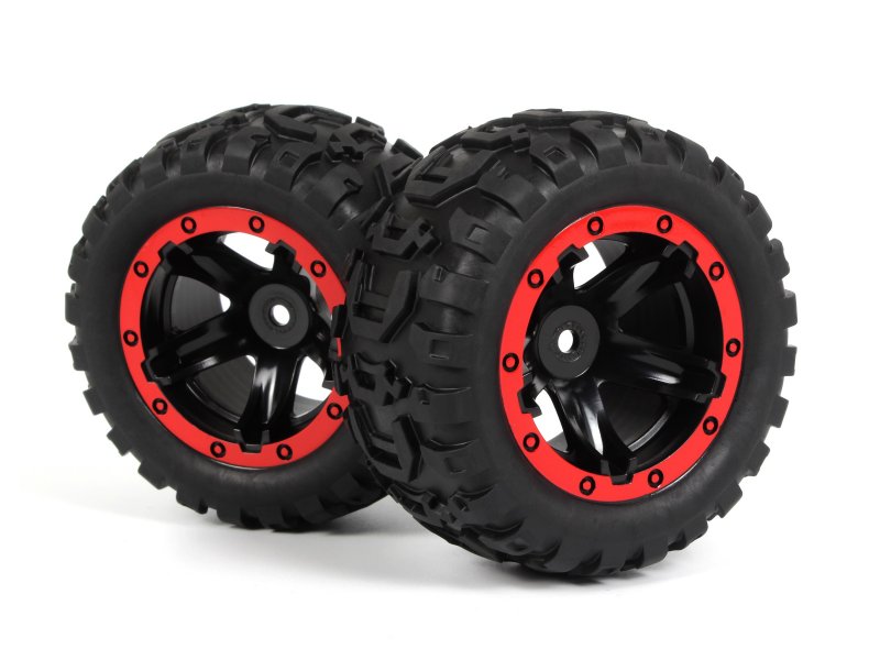 BlackZon Slyder MT Assembled Wheels & Tires (Black/Red) - OEM Replacement - 540194