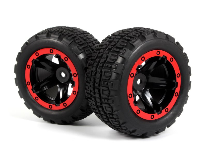 BlackZon Slyder ST Assembled Wheels & Tires (Black/Red) - OEM Replacement - 540196