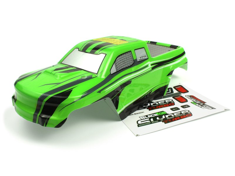BlackZon Slyder MT Turbo Pre-Painted Body Shell - Green/Black - 540204