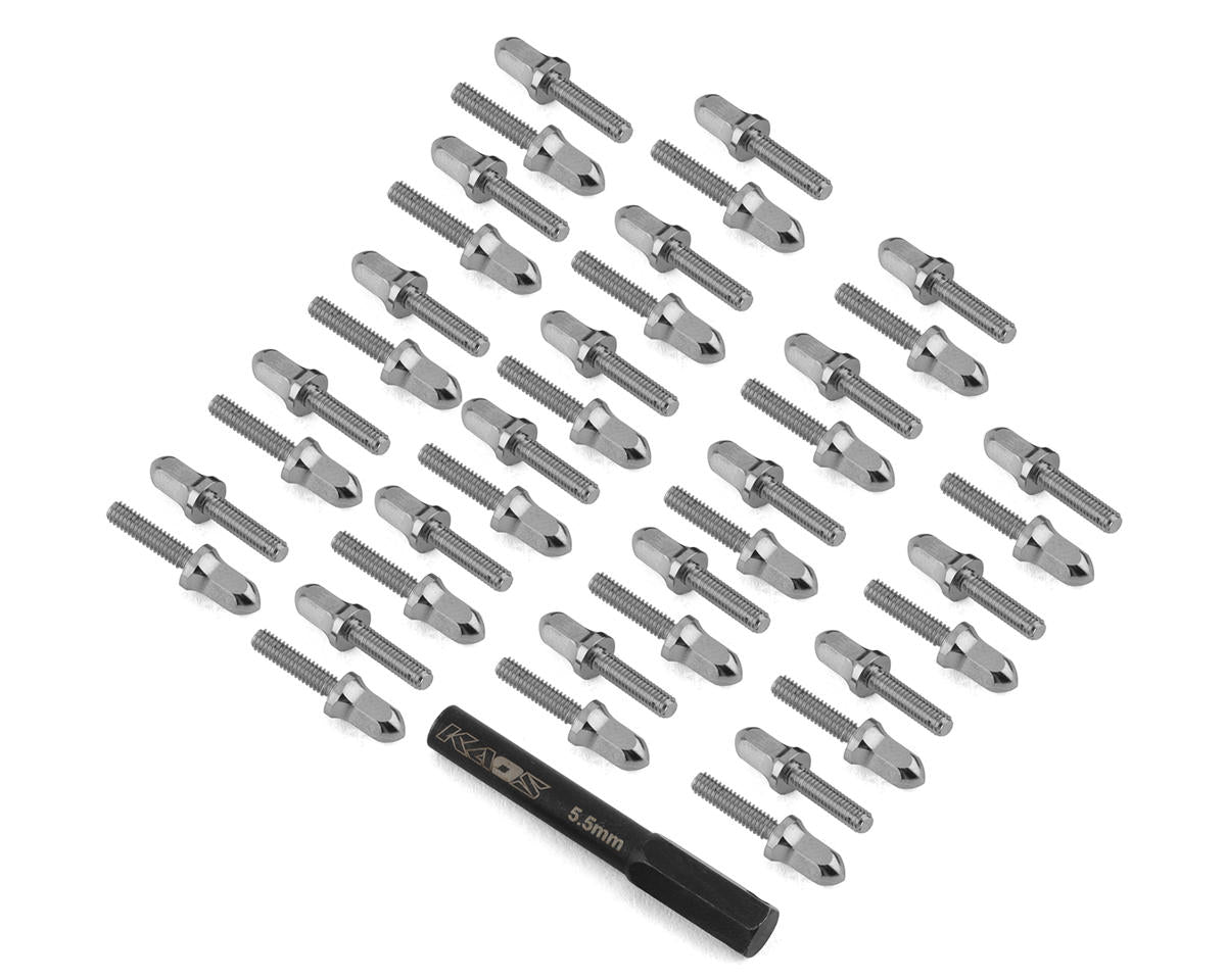 CEN Racing Bullet Wheel Lugs - Silver Chrome M2.5 Studs with Tool (40pc) - Ford F-450 SD KG1 OEM Part CKD0615