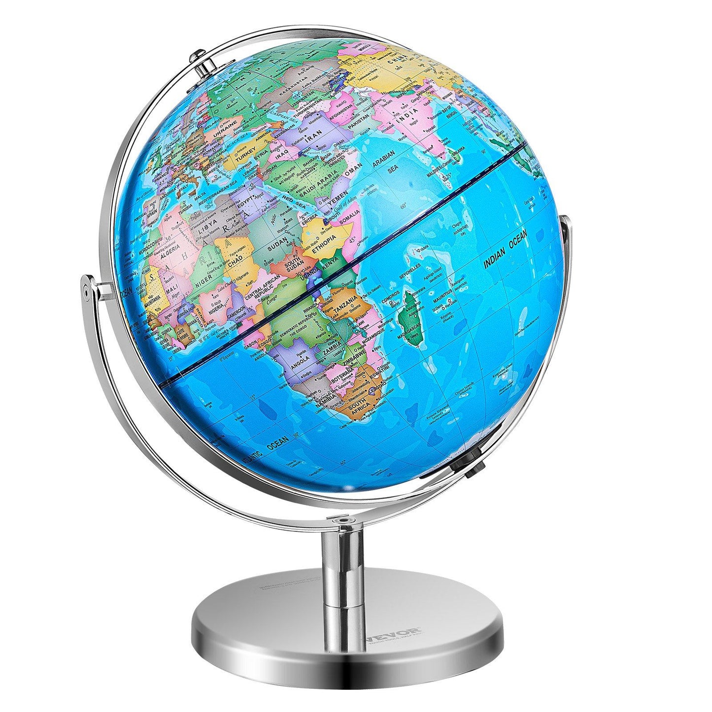 Vevor Illuminated World Globe With Stand, 13 In/330.2 Mm, Educational Earth Globe With Stable Heavy Metal Base Hd Printed Map An