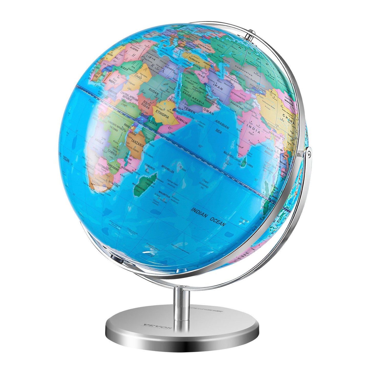 Vevor Illuminated World Globe With Stand, 13 In/330.2 Mm, Educational Earth Globe With Stable Heavy Metal Base And Led Constella
