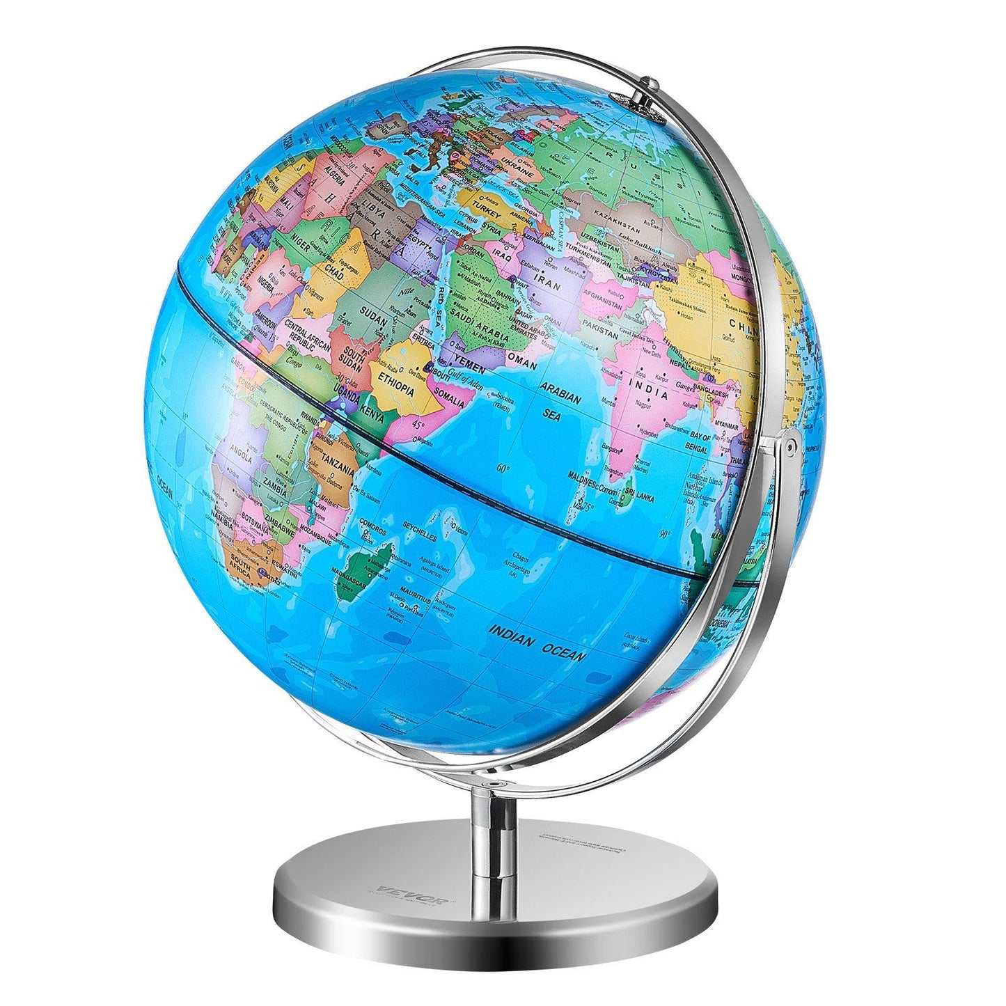 Vevor Illuminated World Globe With Stand, 9 In/228.6 Mm, Educational Earth Globe With Stable Heavy Metal Base And Led Constellat
