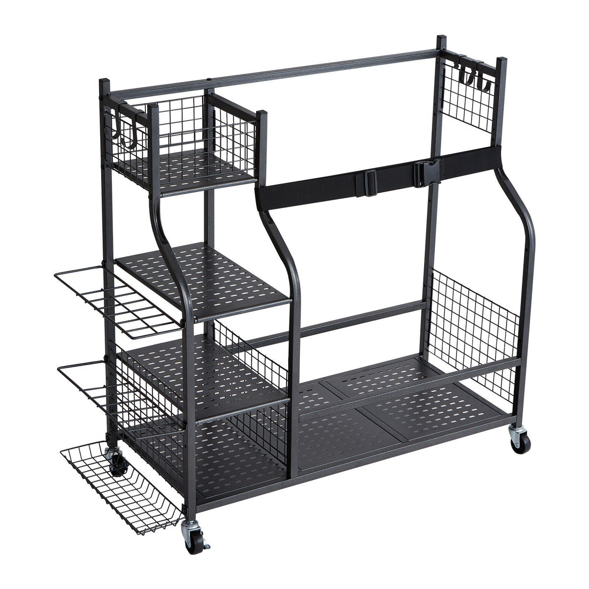 VEVOR Golf Storage Garage Organizer, 2 Golf Bag Stand Holder and Other Sports Equipment Storage Rack, Rolling Ball Cart on Wheel