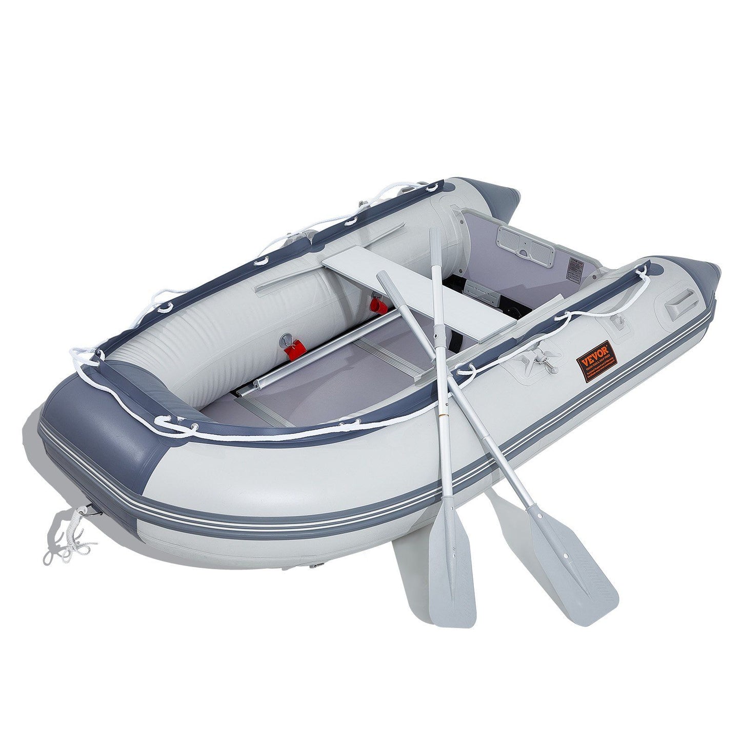 VEVOR Inflatable Dinghy Boat, 4-Person Transom Sport Tender Boat, with Marine Wood Floor and Adjustable Aluminum Bench, 1000 lbs