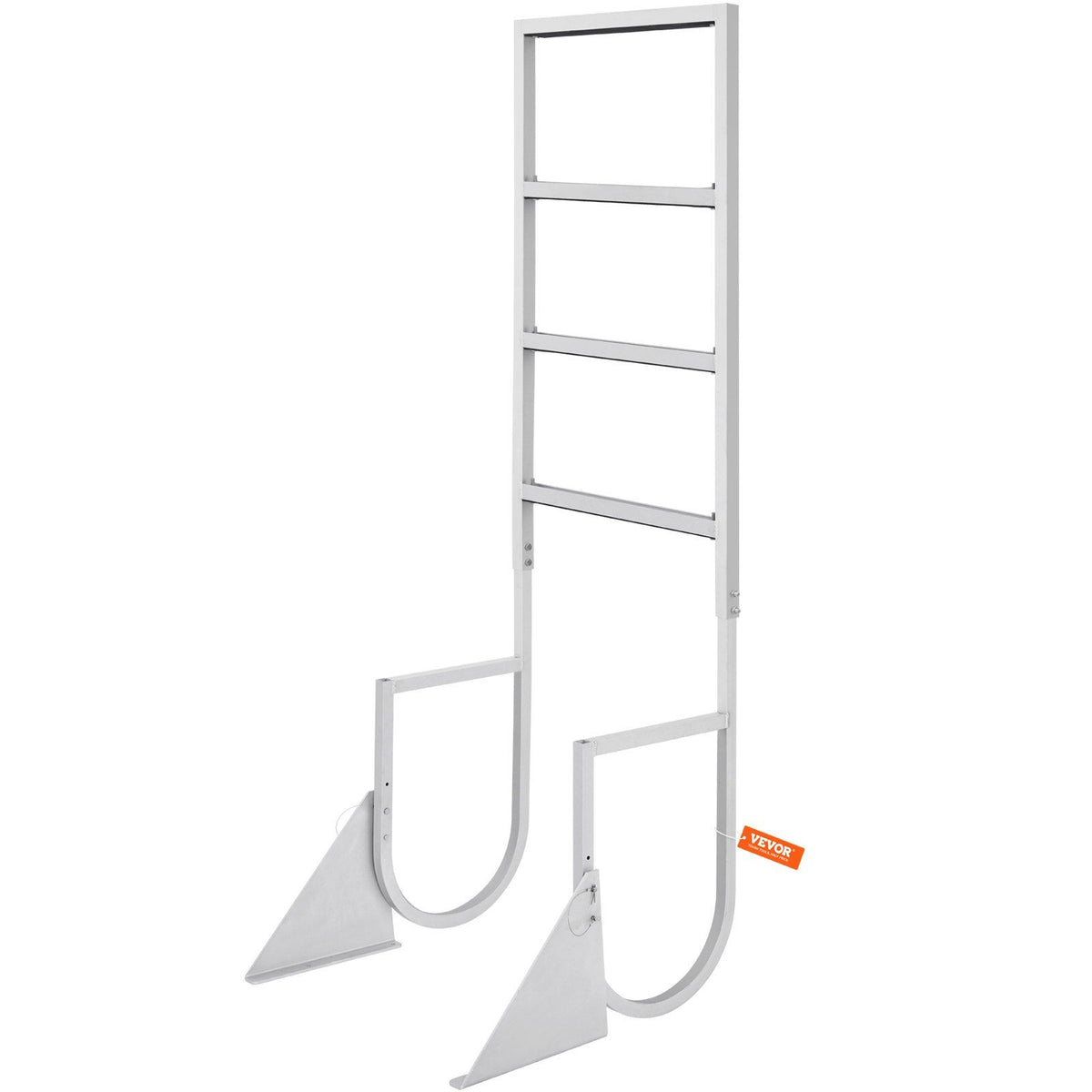 VEVOR Dock Ladder, Flip-Up 4 Steps, 350 lbs Load Capacity, Aluminum Alloy Pontoon Boat Ladder with 2 Wide Step & Nonslip Rubbe