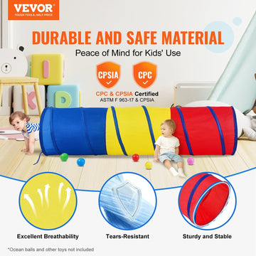 Vevor Kids Play Tunnel Tent For Toddlers, Colorful Pop Up Crawl Tunnel Toy For Baby Or Pet, Collapsible Gift For Boy And Girl Pl
