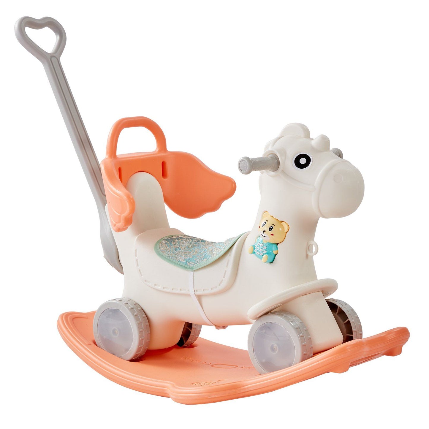 Vevor 4 In 1 Rocking Horse For Toddlers 1-3 Years, Baby Rocking Horse With Detachable Balance Board, Push Handle And 4 Smooth Wh