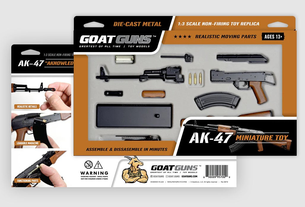 GoatGuns 1/3 Scale Die Cast AK47 Rifle Model "” Black with Wood-Grain Stock