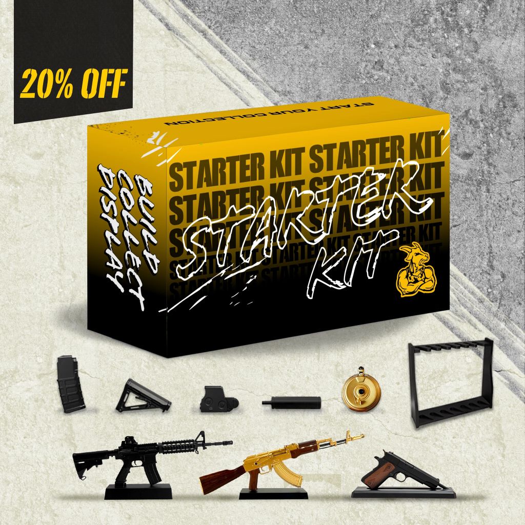 GoatGuns 1/3 Scale Diecast Starter Pack – 3 Models, Accessories & Gun Rack Kit