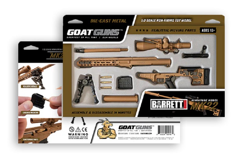 GoatGuns 1/4 Scale Diecast Barrett MK22 MRAD Sniper Rifle Model – Tan Officially Licensed