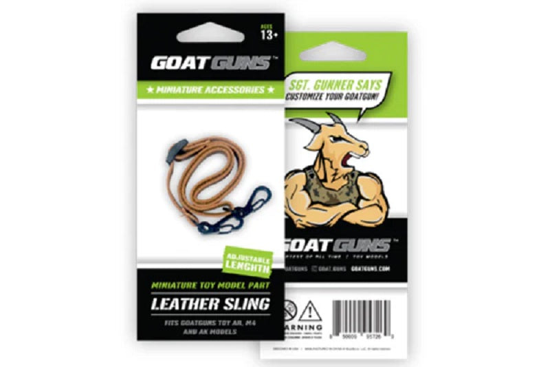 GoatGuns Miniature Adjustable Sling – Brown Cowhide Leather, for Mini AR & AK