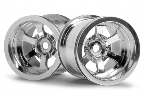 HPI Racing Scorch 6-Spoke Wheel Shiny Chrome 55x50mm (2pcs) for 1/10 Scale Trucks