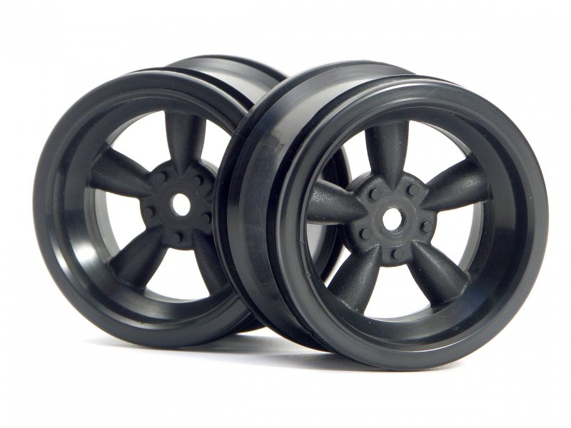 HPI Racing Black Vintage 5 Spoke Wheel 31mm 6mm Offset (2pcs) for 1/10 Scale On-Road Cars