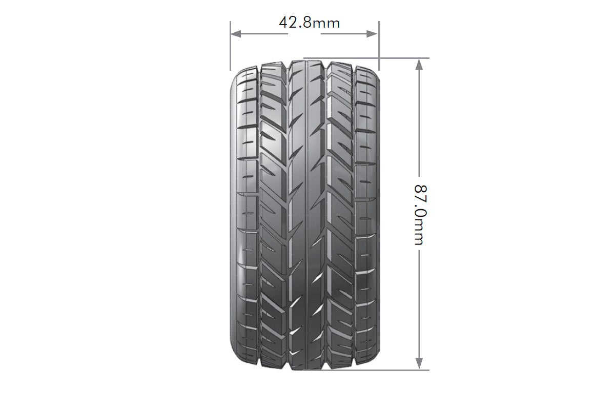 Louise R/C ST-Rocket 1/16 Stadium Truck Tires 12mm Hex Soft Mounted Black Spoke Rim Pair