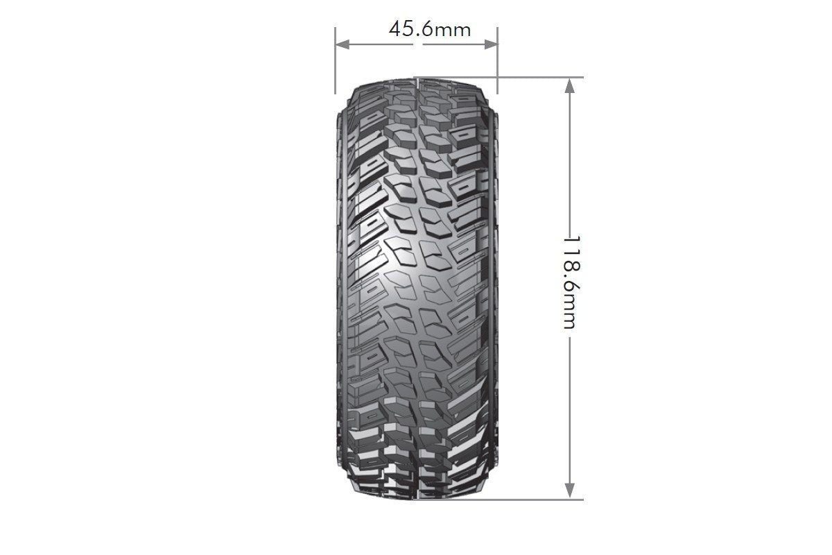 Louise R/C CR-Griffin 1/10 1.9" Crawler Tires Mounted 12mm Hex Black Chrome Rim Pair