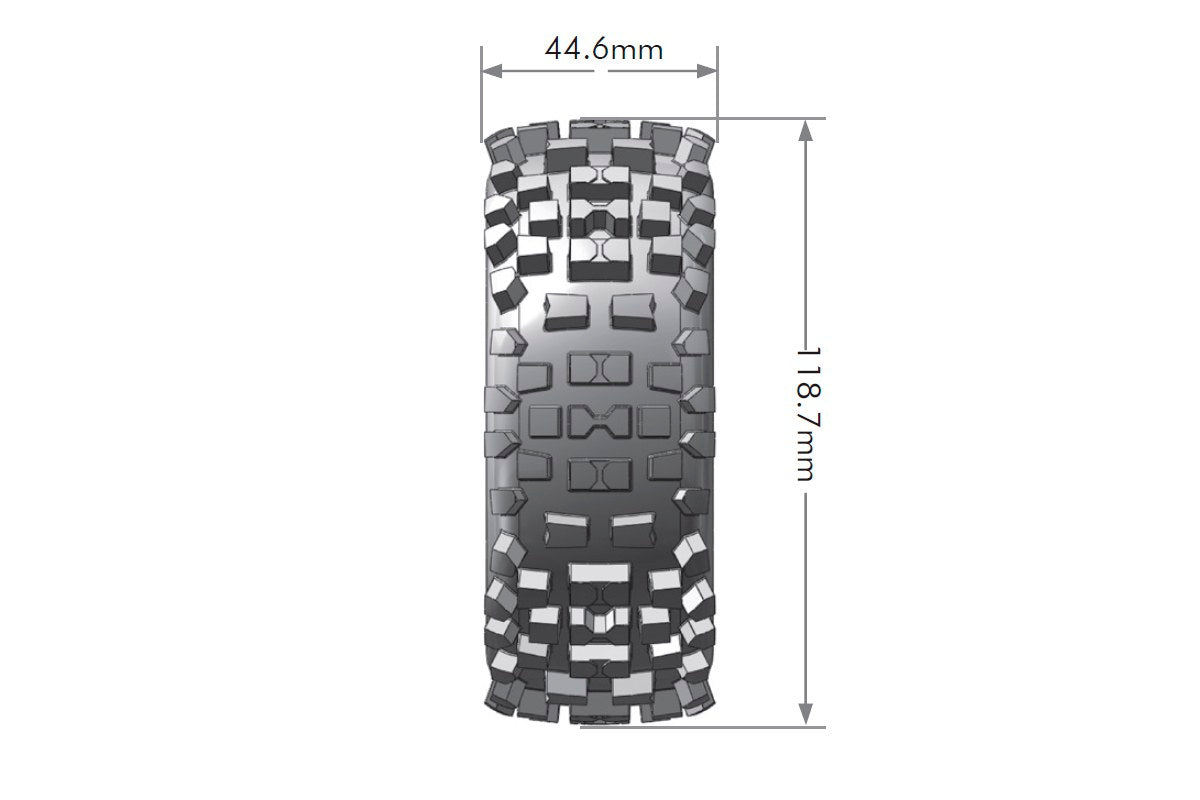 Louise R/C B-Ulldoze 1/8 Off-Road Buggy Tires 17mm Hex Soft Mounted Black Spoke Rim Pair